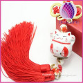 red tassel with fortune cat decorative tassel polyester tassel for car